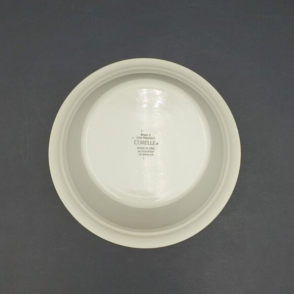 Corelle Symphony Soup Cereal Bowls Sandstone Beige Bowl Slate Blue Band - Picture 5 of 7